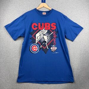 Vintage Chicago Cubs T Shirt Mens L Blue Team Rated 1993 MLB Graphic Tee USA 90s